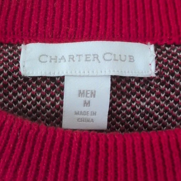 Charter Club Men's Red Plaid Sweater - Picture 2 of 4